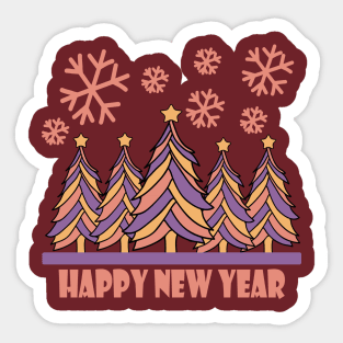 Happy New Year 2024 Tree Snowflakes Sticker